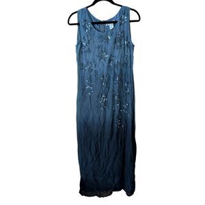 Vintage Poems By Esteem Beaded Embroidered Ombre 90s Maxi Dress Size 10